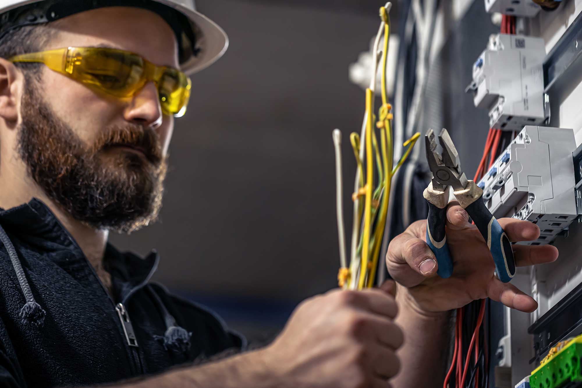 Local electrician at work in East Sussex