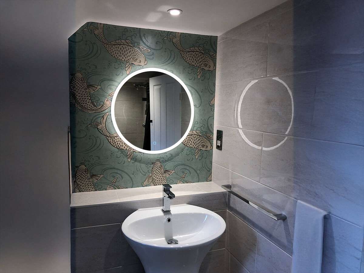 Illuminated bathroom mirror installed by LH Electrical