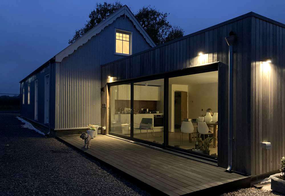 Exterior lighting installed by LH Electrical on a barn conversion