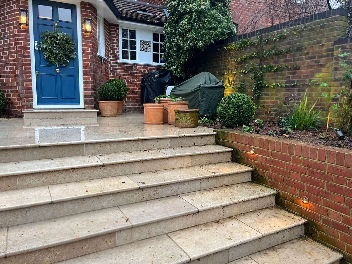 Outdoor garden step lighting installed by LH Electrical